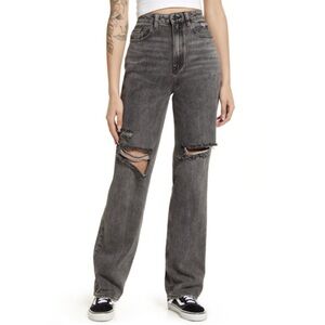 Pacsun Grey Wash Button-Fly Distressed Denim Jeans